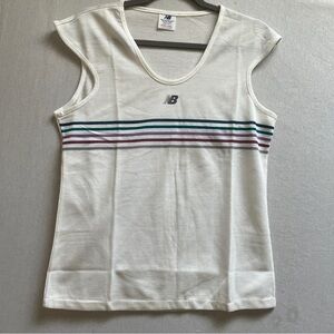 Vintage New Balance Women's White Striped Performance Tank Sz M